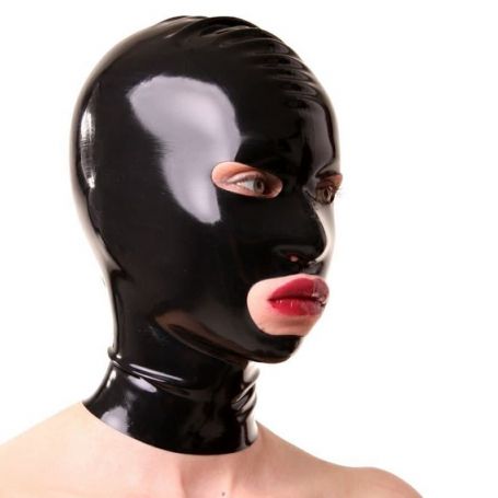 Latex masker met grote mond opening en rits