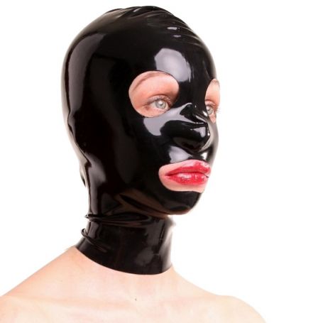 Latex masker met grote oog opening en rits